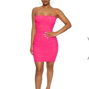 Naked Wardrobe Pink Ruched Knockout Dress
